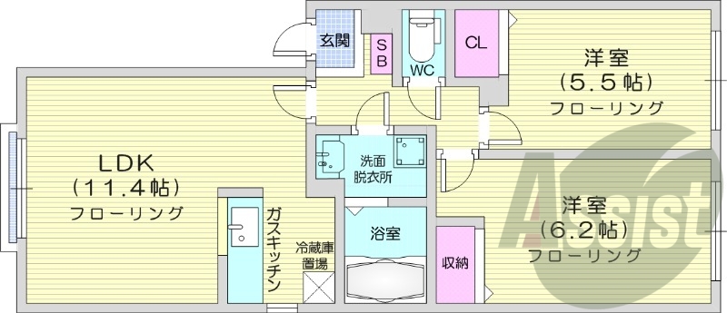 2LDK、トランクルーム、24時間換気システム