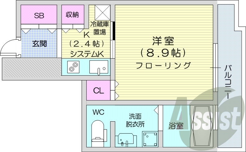 1K、オートロック、モニターホン、オール電化