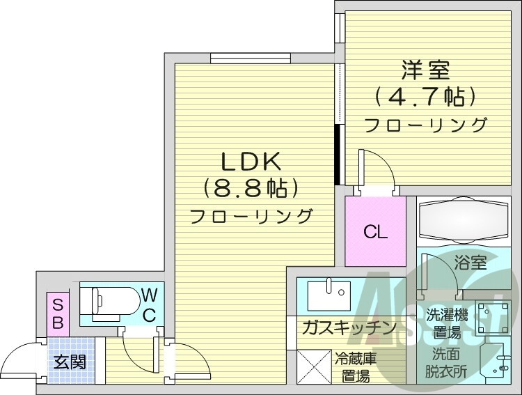 1LDK、角部屋、灯油給湯器、角部屋、オートロック