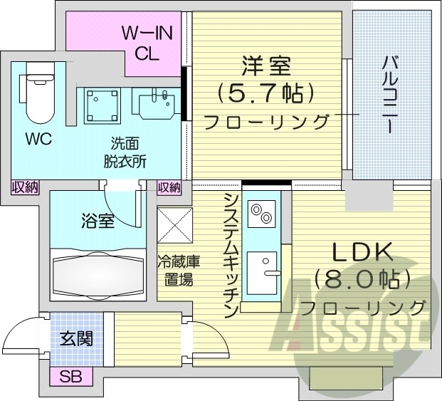 1LDK、オートロック、ネット使用料無料、都市ガス