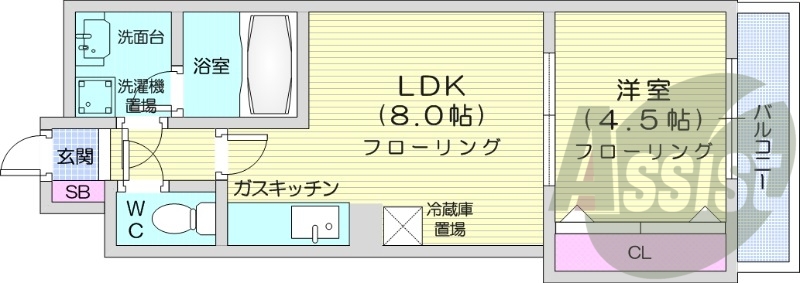 1LDK、エアコン、灯油暖房、ネット使用料不要
