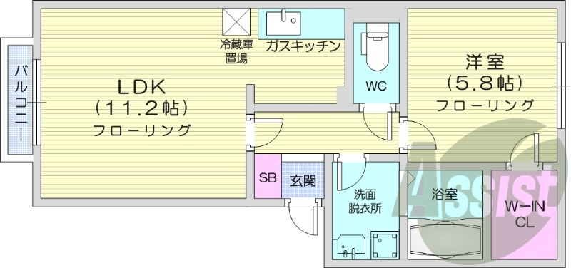 1LDK、エアコン、トランクルーム、ウォークインクローゼット