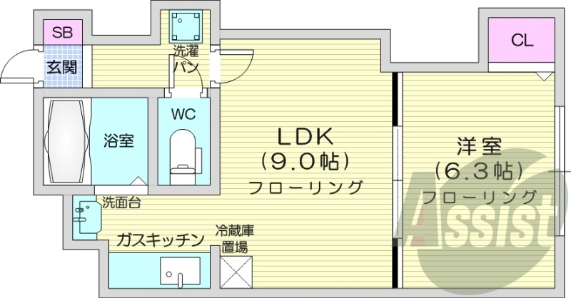 1LDK、モニターホン、灯油暖房、独立洗面台