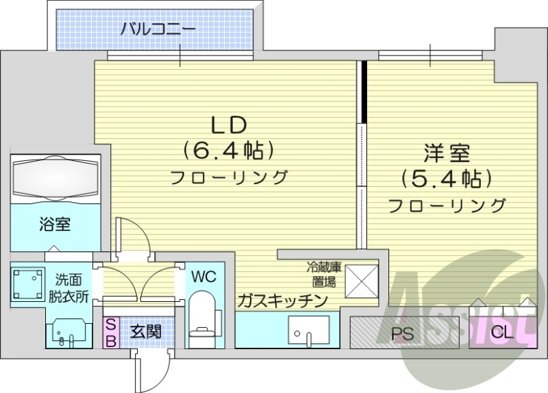 1LDK、宅配ボックス、TVインターホン