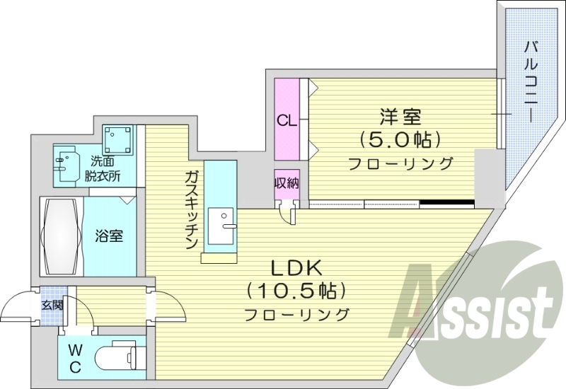 1LDK、灯油暖房、シャンプードレッサー、トランクルーム