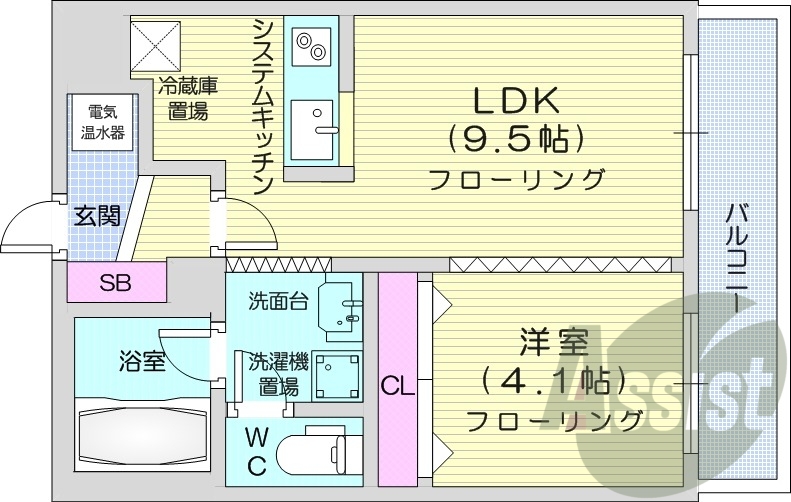 1LDK、IHクッキングヒーター、オートロック
