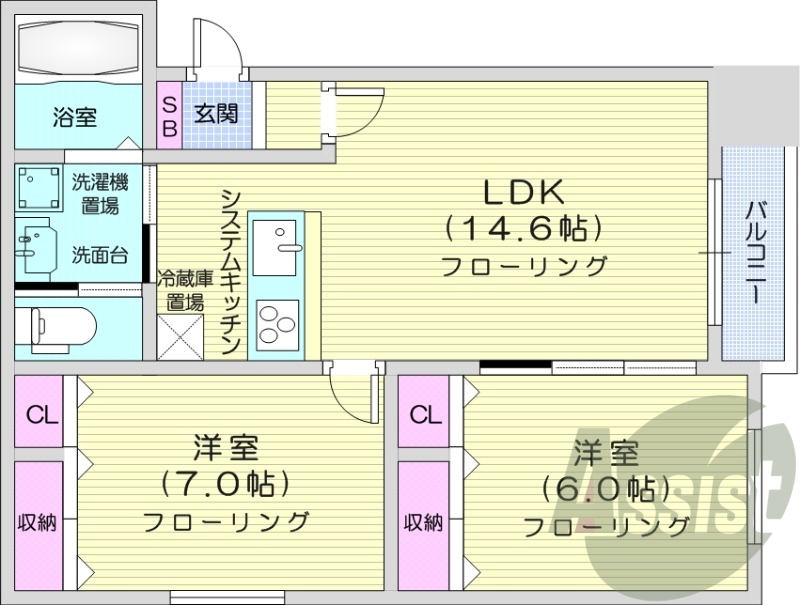 2LDK、灯油給湯、IHクッキングヒーター、宅配ボックス