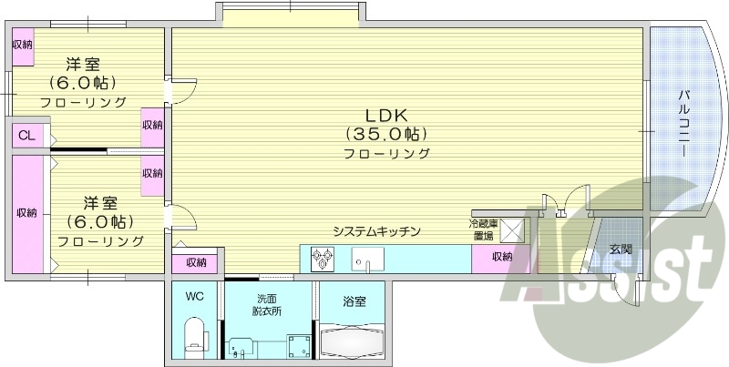 2LDK、灯油暖房、角部屋、最上階、オートロック