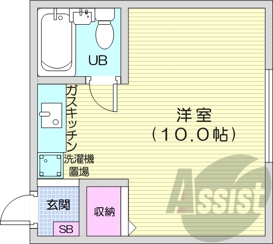 1R、シューズボックス、エアコン、ガス暖房