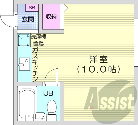 1R、シューズボックス、エアコン、ガス暖房