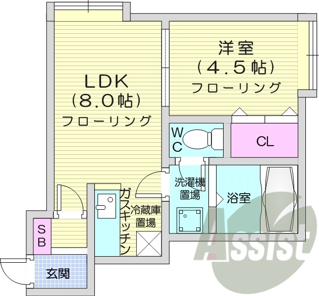 1DK、エアコン、バス・トイレ別・灯油暖房