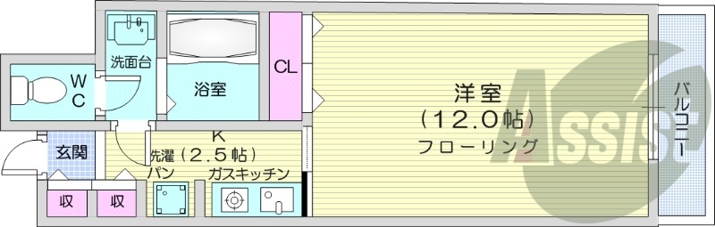 1*、エアコン、オートロック、風呂・トイレ別