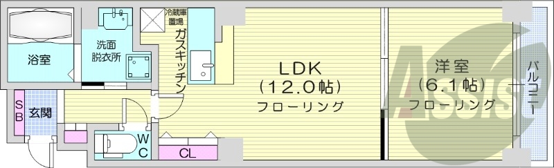 1LDK、エアコン、オートロック、エレベーター