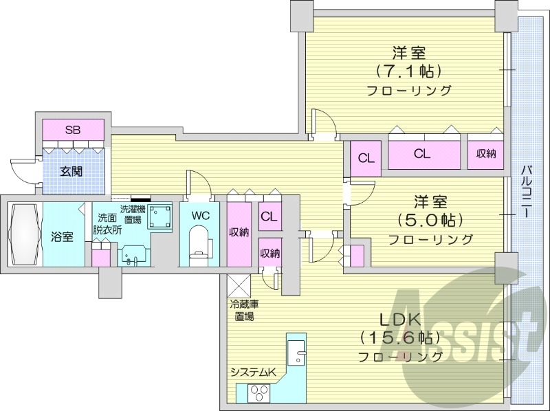 2LDK、ペット可、システムキッチン、食洗器、都市ガス