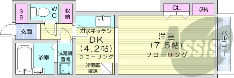 1DK、バス・トイレ別、オートロック、シャワートイレ