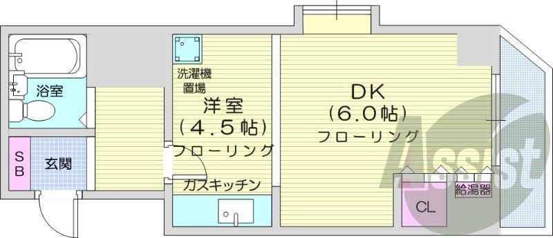 1DK、バルコニー、暖房器具有、ネット無料