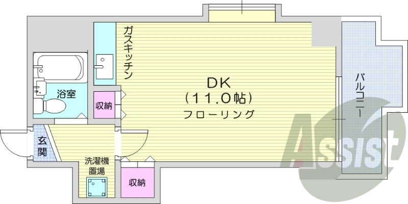 1DK、バルコニー、暖房器具有、ネット無料