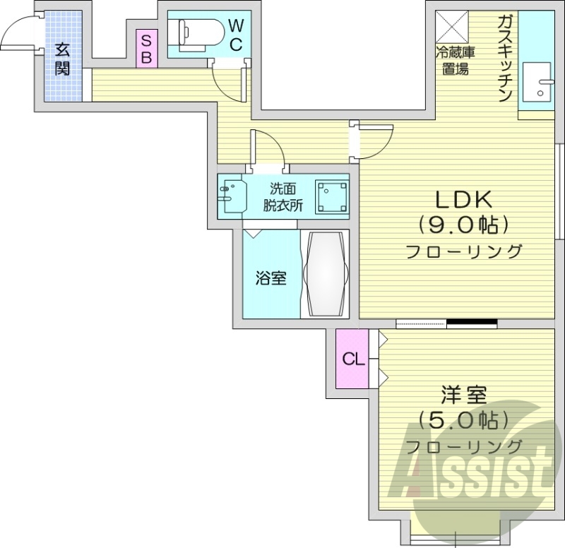 1LDK、ネット無料、灯油暖房、角部屋、モニターホン