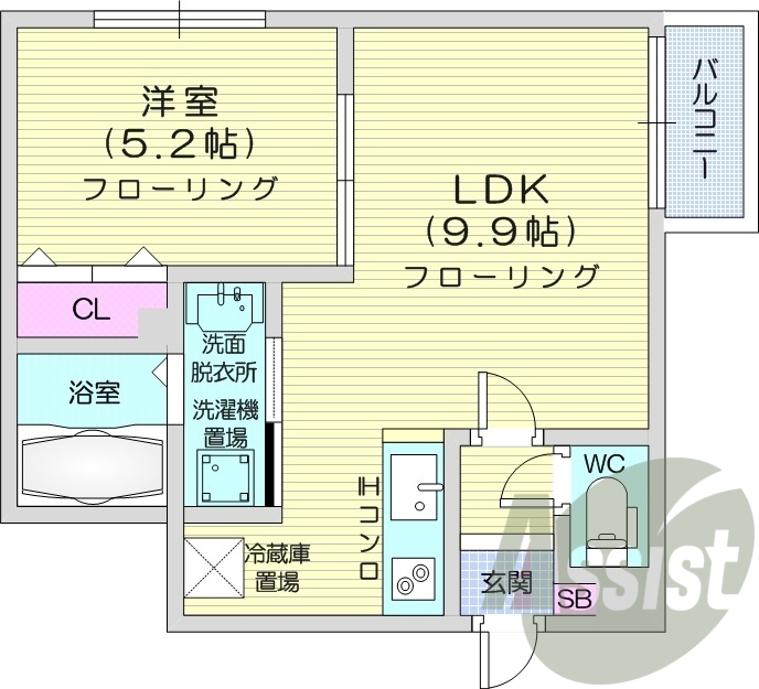 1LDK、オートロック、オートロック、バストイレ別