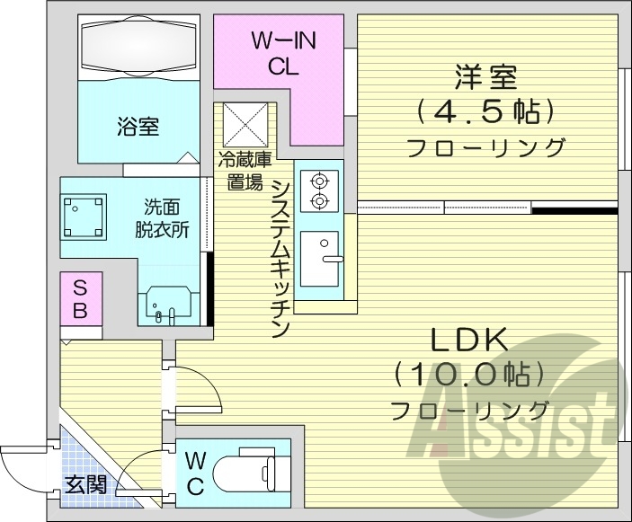 1LDK、都市ガス、エアコン、浴室乾燥機、