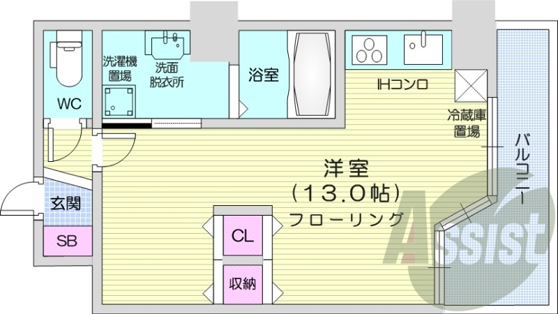 1R、宅配ボックス、オール電化、IHシステムキッチン