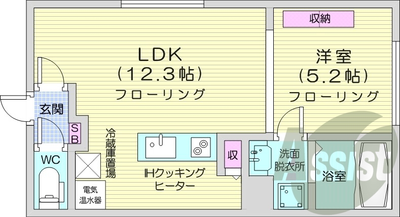 1LDK、オール電化、ペット相談、ネット無料