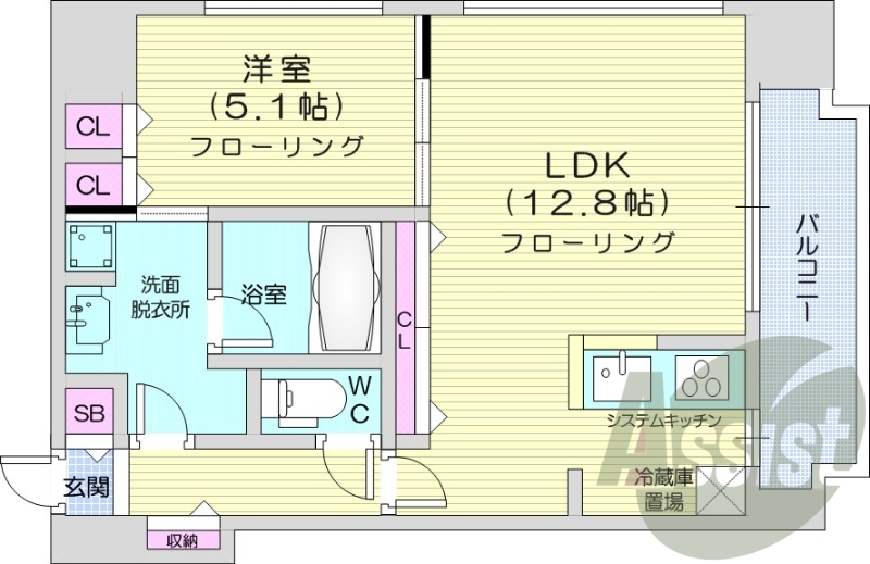 1LDK、都市ガス、エアコン、ネット無料、宅配BOX