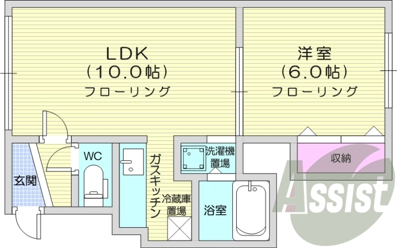1LDK、灯油暖房、シャンプードレッサー、収納