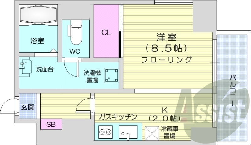 1K、家具家電付き、オートロック、ネット無料、独立洗面台