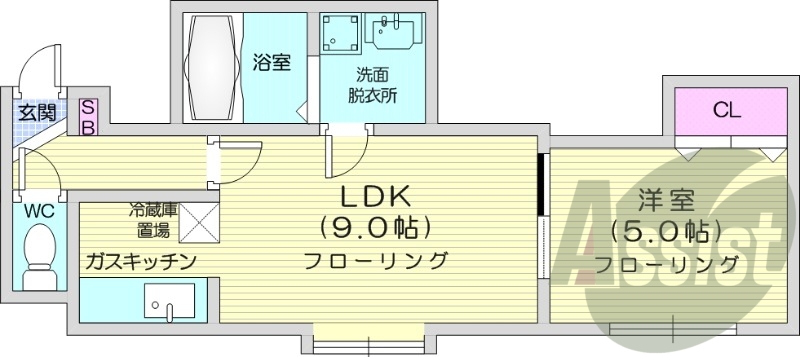 1LDK、ネット無料、灯油暖房、ロードヒーティング