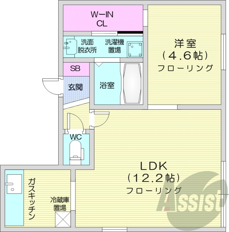 1LDK、ウォークインクローゼット、オートロック