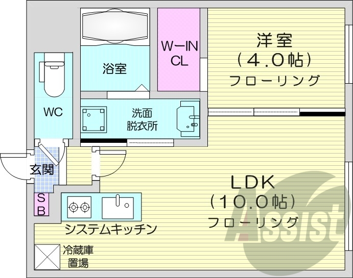 1LDK、エアコン、都市ガス、ネット無料