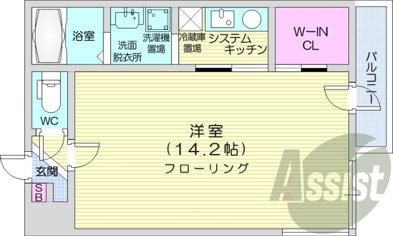 1K、エアコン、追い焚き、独立洗面台、バス・トイレ別