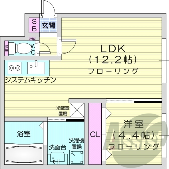 １LDK、エアコン、システムキッチン、ネット無料