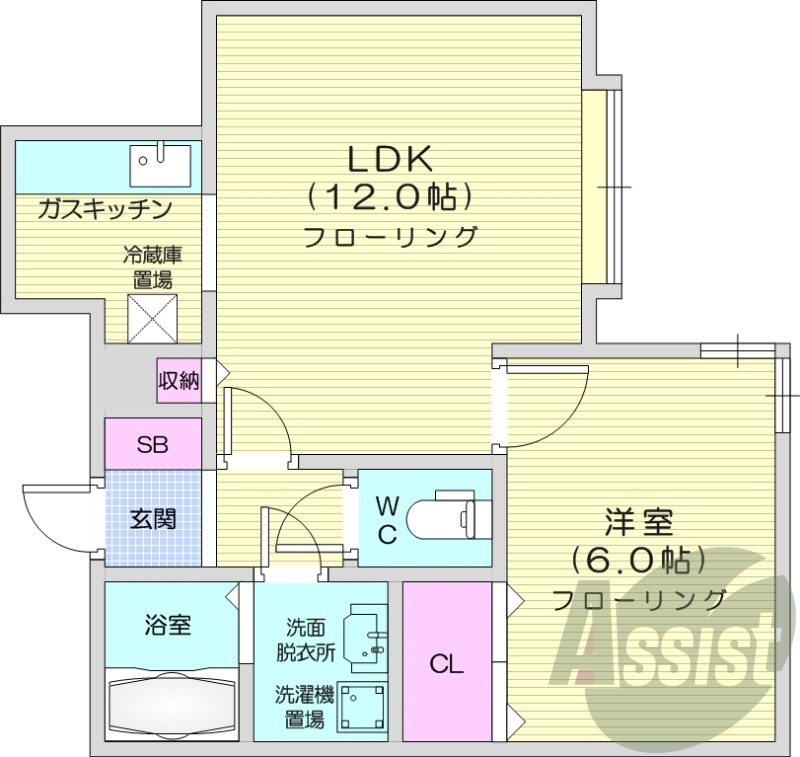 1LDK、灯油暖房、シャンプードレッサー、ネット無料