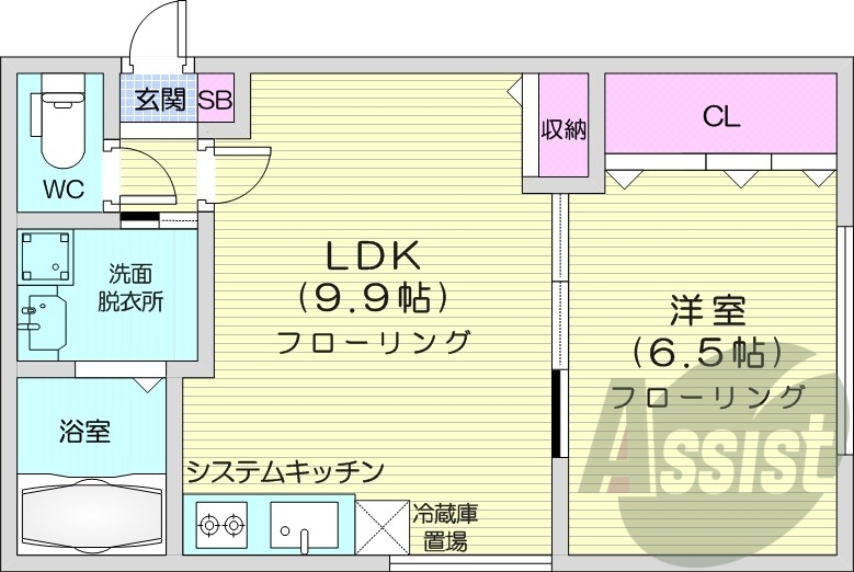 1LDK、エアコン、宅配ボックス、カメラ付きインターホン