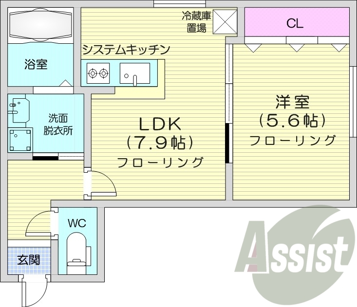 1LDK、エアコン、宅配ボックス、カメラ付きインターホン