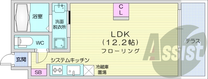 1K、エアコン、宅配ボックス、カメラ付きインターホン