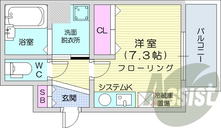 1R、収納、バストイレ別、洗面脱衣所、オール電化