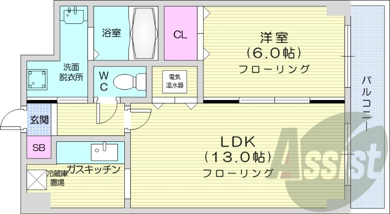 1LDK、オール電化、エレベーター、オートロック