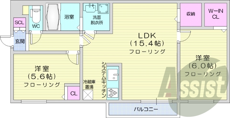 2LDK、都市ガス、エアコン、追い焚き、浴室乾燥機