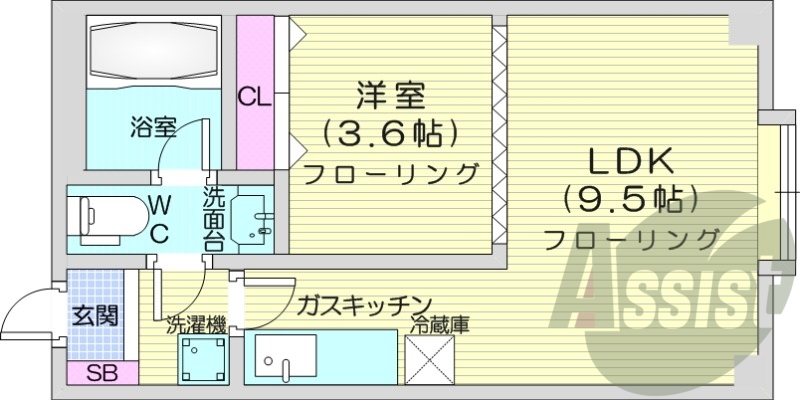 1LDK、エアコン、ネット無料、収納、独立洗面台