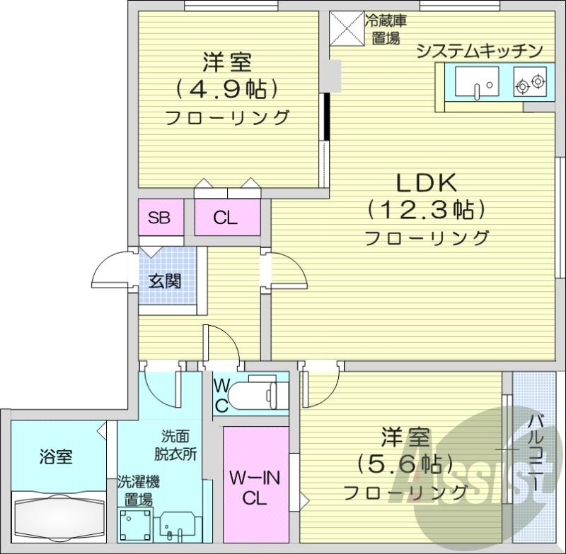 2LDK、エアコン、追い焚き、ネット無料