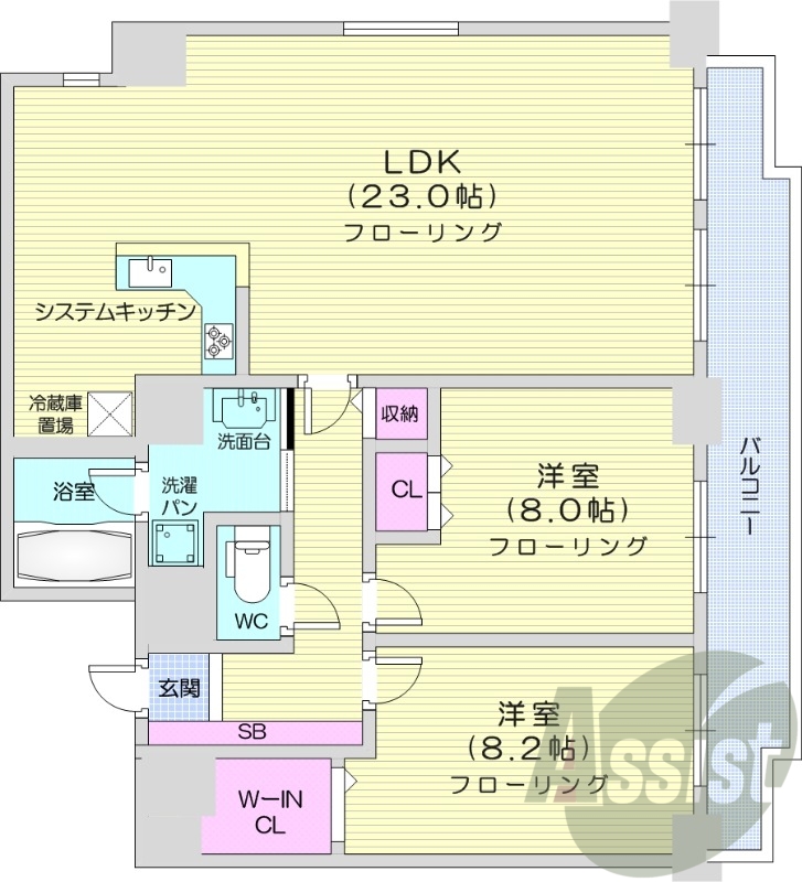2LDK、オール電化、ウォークインクロゼット