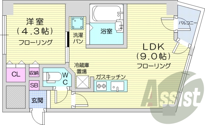 1LDK、インターネット設備、エアコン、都市ガス