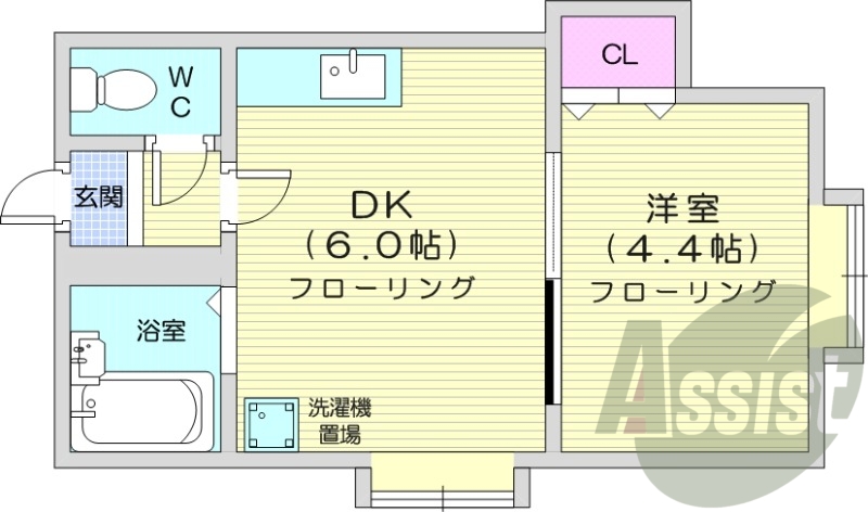 1DK、インターネット無料、カメラ付きインターホン