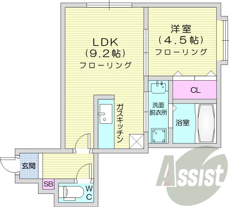 1LDK、シャワートイレ、脱衣所、独立洗面台