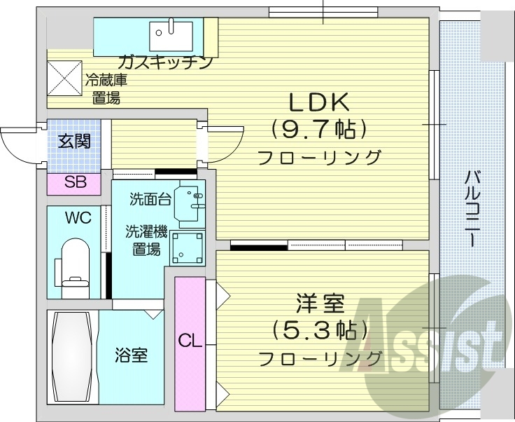 1LDK、エレベーター、オートロック、ペット相談可