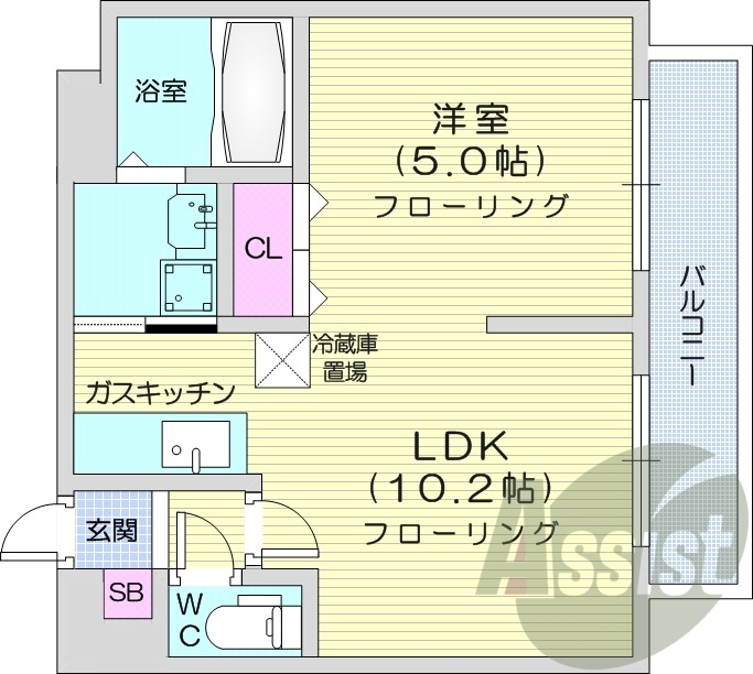1LDK、オートロック、シャンドレ、ロードヒーティング