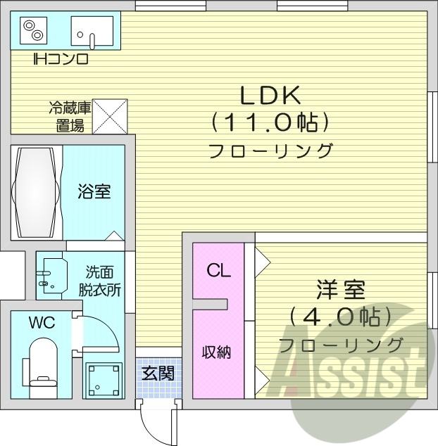 1LDK、灯油ボイラー、エアコン、灯油暖房